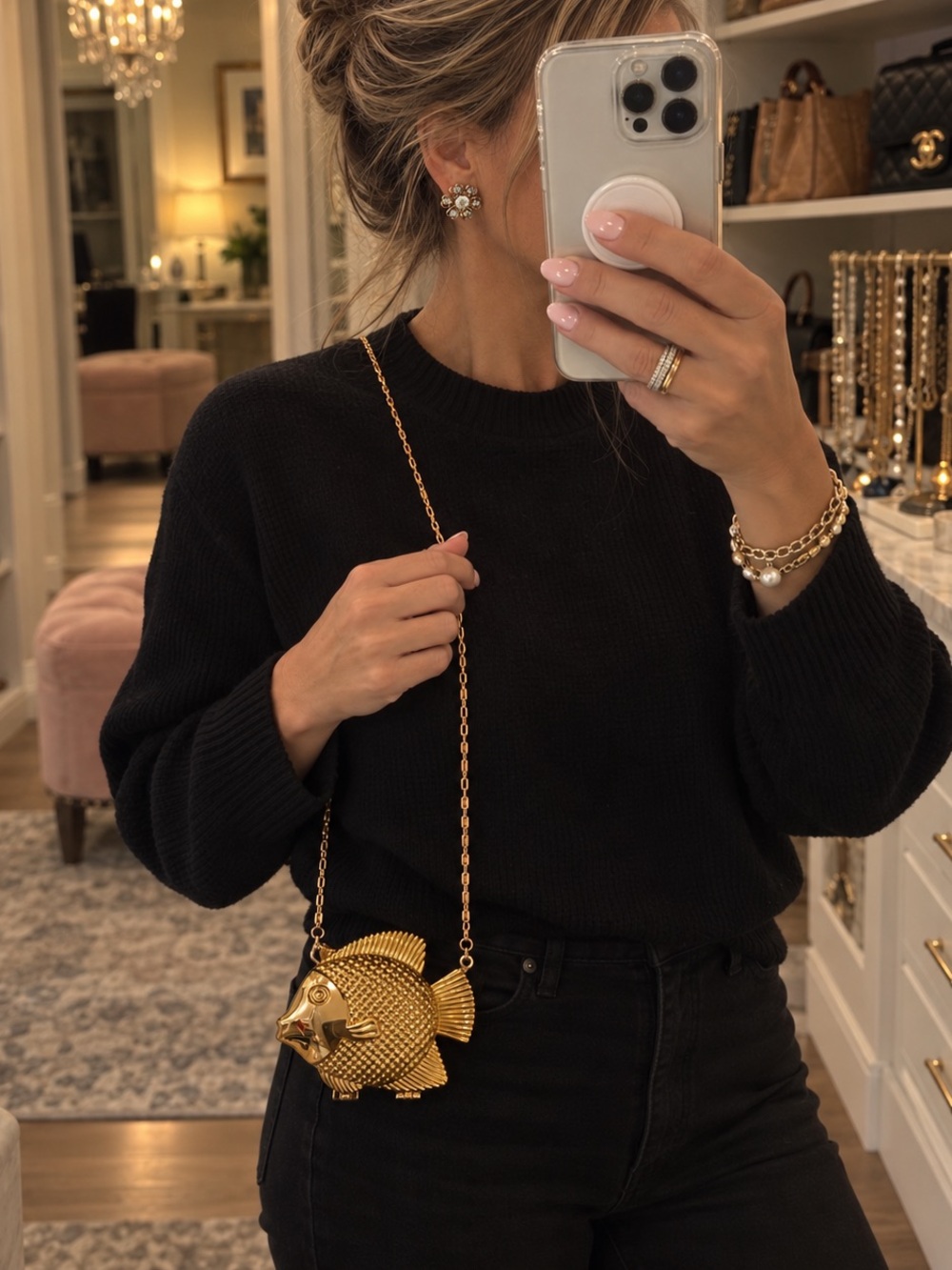 Gold Fish-Shaped Crossbody Bag - Women
